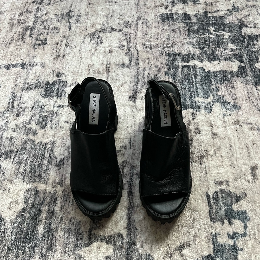 Steve Madden Black Leather Mules